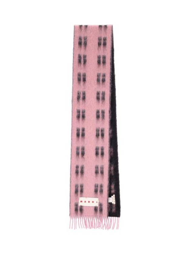 Logo Alpaca Wool Muffler Pink - MARNI - BALAAN 2