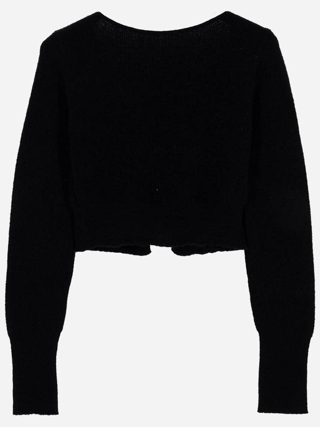 Le Alzou Cropped Mohair Cardigan Black - JACQUEMUS - BALAAN 6