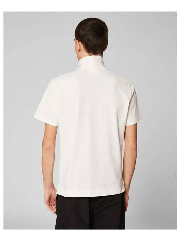 Logo pique half zip up short sleeve t shirt white - CP COMPANY - BALAAN 2