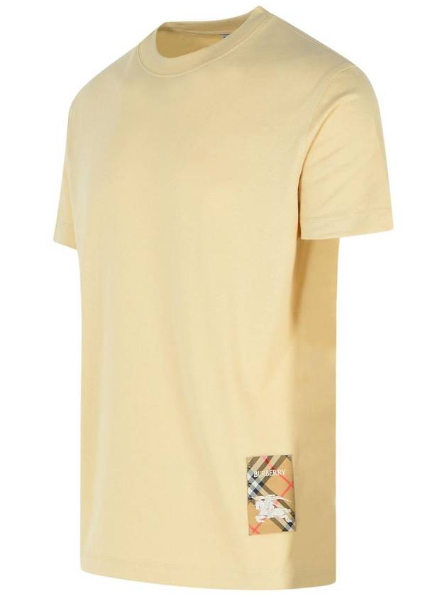 Check Label Cotton Short Sleeve T-Shirt Beige - BURBERRY - BALAAN 3