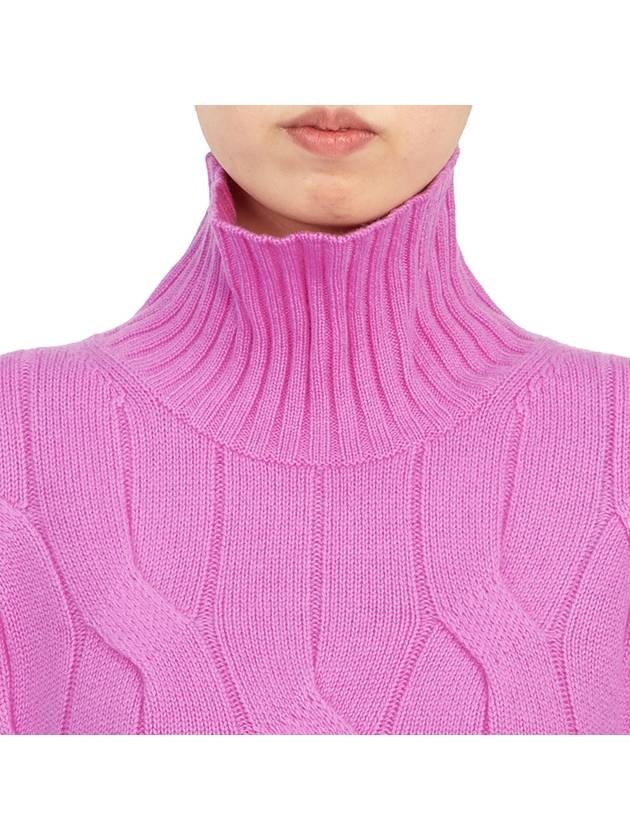 Women's Relaxed Fit Wool Cashmere Turtleneck Pink - MAX MARA - BALAAN.