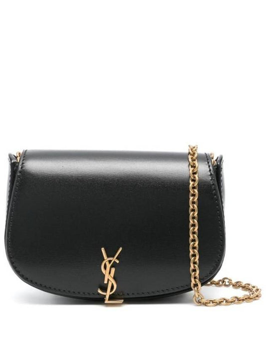 Mini Purse On Chain Leather Cross Bag Noir - SAINT LAURENT - BALAAN 1