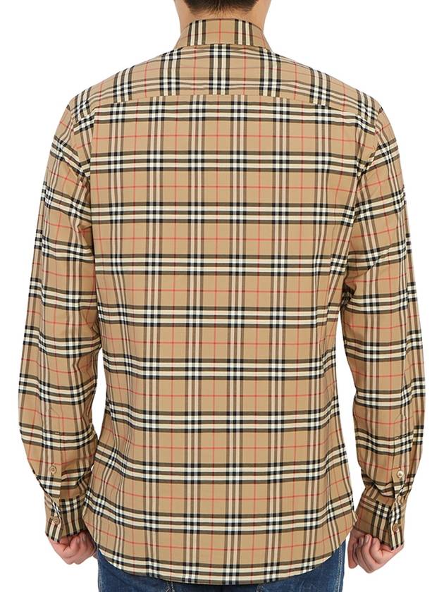 Small Scale Check Stretch Cotton Long Sleeve Shirt Beige - BURBERRY - BALAAN 7