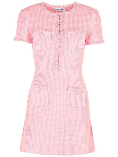 Self-Portrait 'Waffle' Pink Polyester Blend Dress - SELF PORTRAIT - BALAAN 1