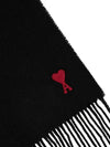 Small Heart Logo Classic Wool Scarf Black - AMI - BALAAN 4