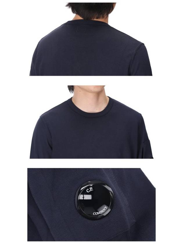 Lens Wappen Cotton Knit Top Navy - CP COMPANY - BALAAN.