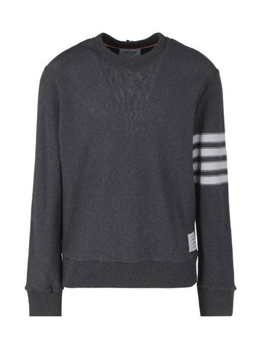 4 Bar Stripe Open Raschel Stitch Sweatshirt Grey - THOM BROWNE - BALAAN 1