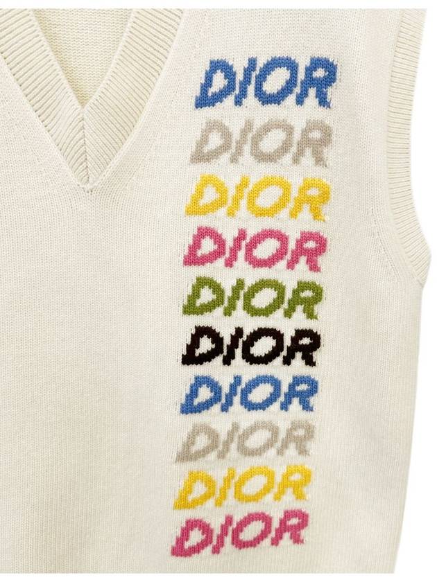 Logo Intarsia Cashmere Knit Vest 413M650AT773 - DIOR - BALAAN 3