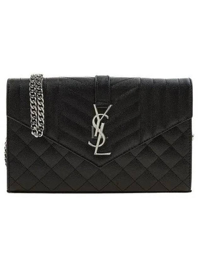 Matelasse Monogram Chain Cross Bag Black - SAINT LAURENT - BALAAN 2