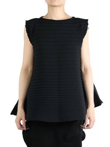 Bounce Knit Blouse Black - ISSEY MIYAKE - BALAAN 1