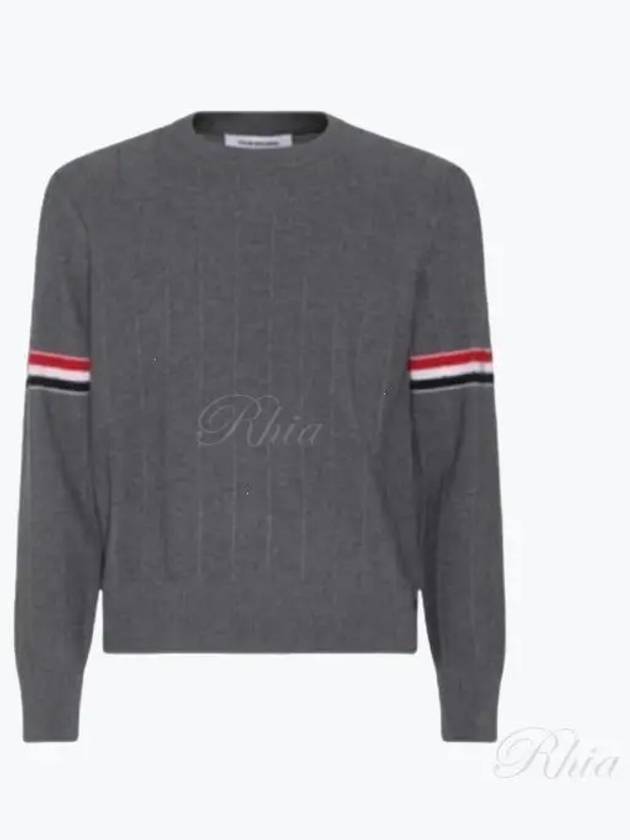 Men's Wool Relaxed Pullover Knit Top Med Grey - THOM BROWNE - BALAAN 2