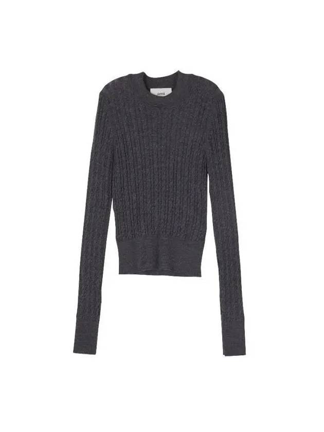 women s cable knit top gray - AMI - BALAAN 2