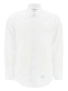 Men's Grosgrain Placket Solid Poplin Long Sleeve Shirt White - THOM BROWNE - BALAAN 2