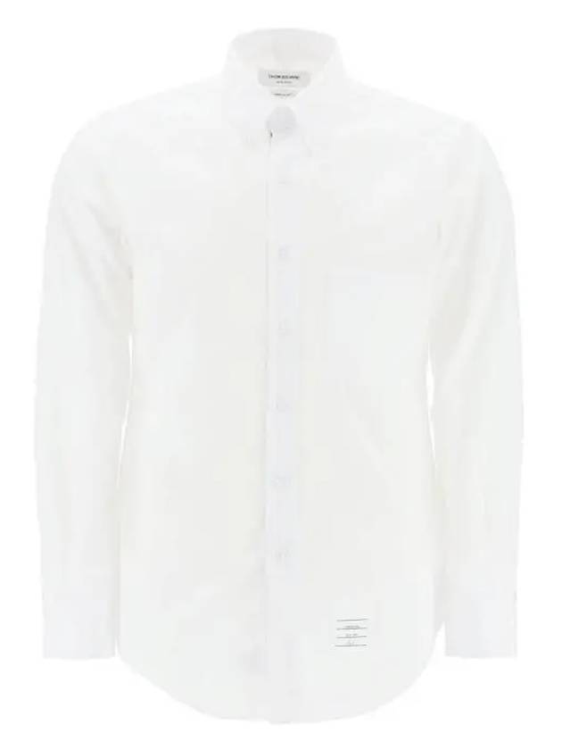 Men's Grosgrain Placket Solid Poplin Long Sleeve Shirt White - THOM BROWNE - BALAAN 2