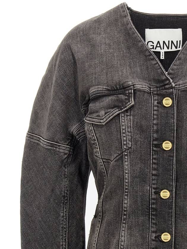 Tint Edge Denim Jacket Washed Black - GANNI - BALAAN 4