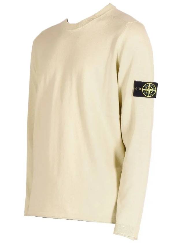 Raw Hand Cotton Crewneck Knit Top Beige - STONE ISLAND - BALAAN 5