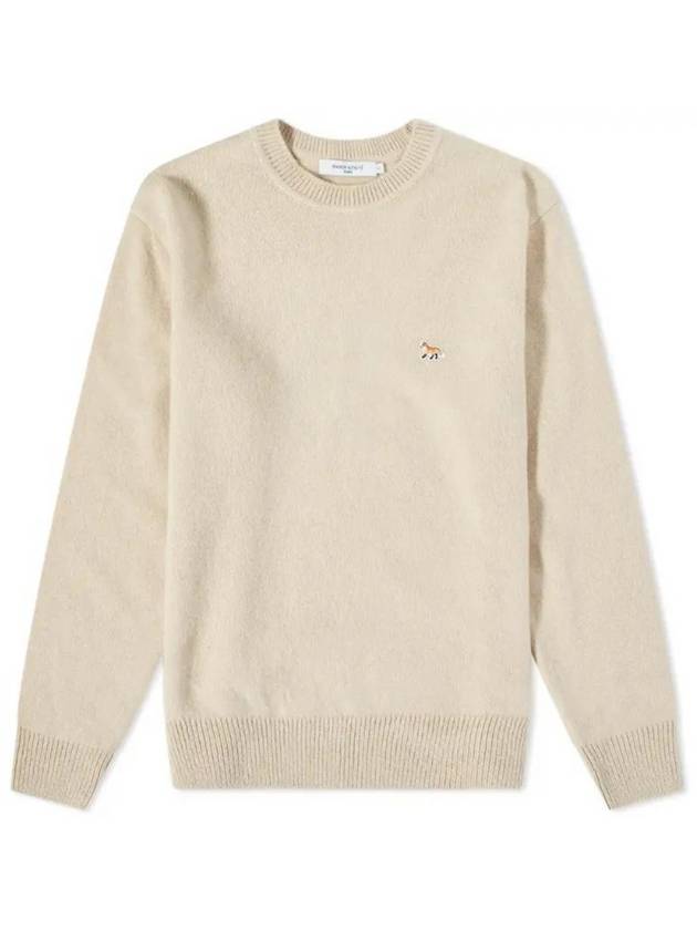 Baby Fox Patch Cozy Round Neck Knit Top Beige - MAISON KITSUNE - BALAAN 2