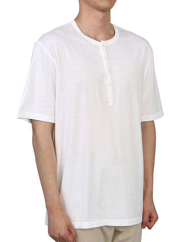 Men's Henry Neck Cotton Short Sleeve T-Shirt White - TEN C - BALAAN 6