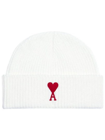 Embroidered Logo Wool Beanie Ivory - AMI - BALAAN 2