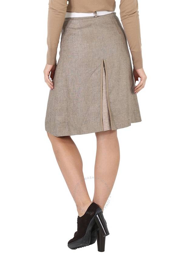 Burberry Contrast Seam And Box-pleat Detail Line A-line Skirt In Cedar Brown Melange, Brand Size 8 (US Size 6) - BURBERRY - BALAAN 3