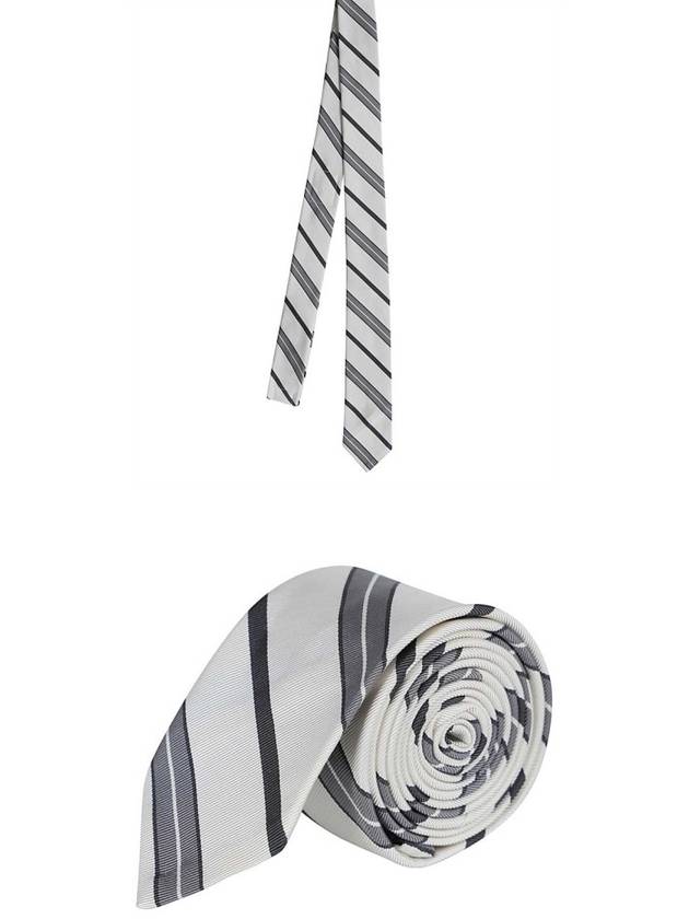 Striped Silk Tie Ivory - THOM BROWNE - BALAAN 5