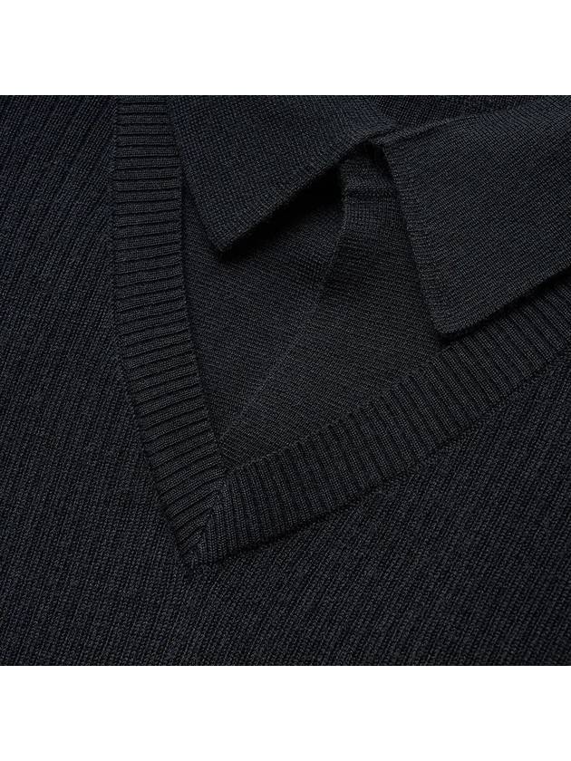 Layered V Neck Polo Knit Black - NOIRER - BALAAN 6