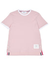 Women's Melange Jersey Ringer Short Sleeve T-Shirt Light Pink - THOM BROWNE - BALAAN 2