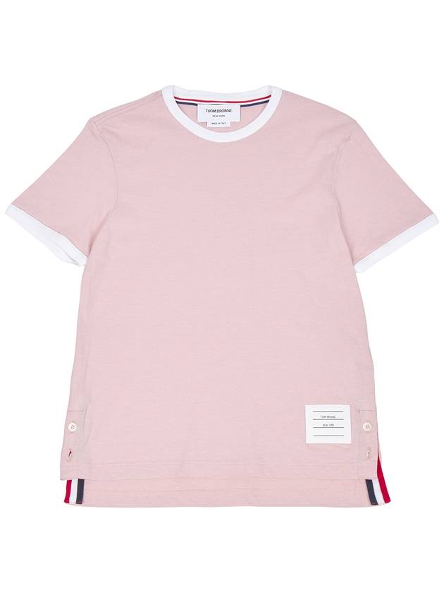 Women's Melange Jersey Ringer Short Sleeve T-Shirt Light Pink - THOM BROWNE - BALAAN 2