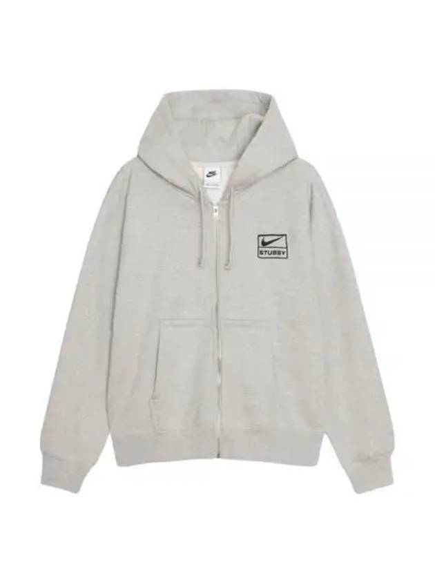 Fleece Zip-Up Hoodie Grey Heather - NIKE - BALAAN 2