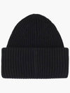 Face Patch Ribbed Wool Beanie Black - ACNE STUDIOS - BALAAN 4