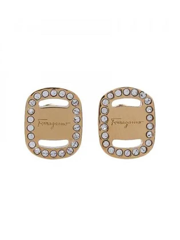 Vara Plate Crystal Earrings Gold - SALVATORE FERRAGAMO - BALAAN 2