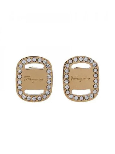 Vara Plate Crystal Earrings Gold - SALVATORE FERRAGAMO - BALAAN 2