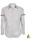 Men's Check Oxford Long Sleeve Shirt Grey - THOM BROWNE - BALAAN 2
