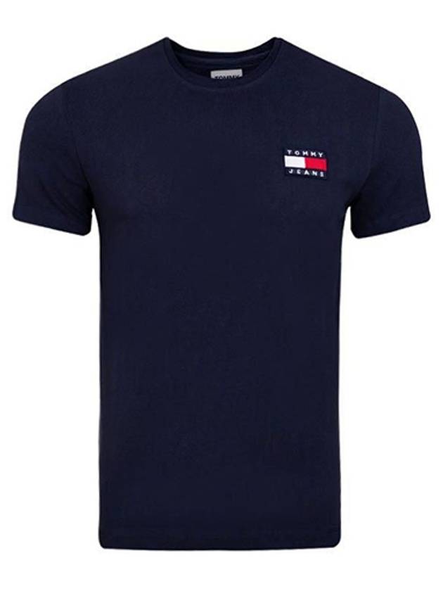 Crew Neck Logo Cotton Short Sleeve T-Shirt Navy - TOMMY HILFIGER - BALAAN 2