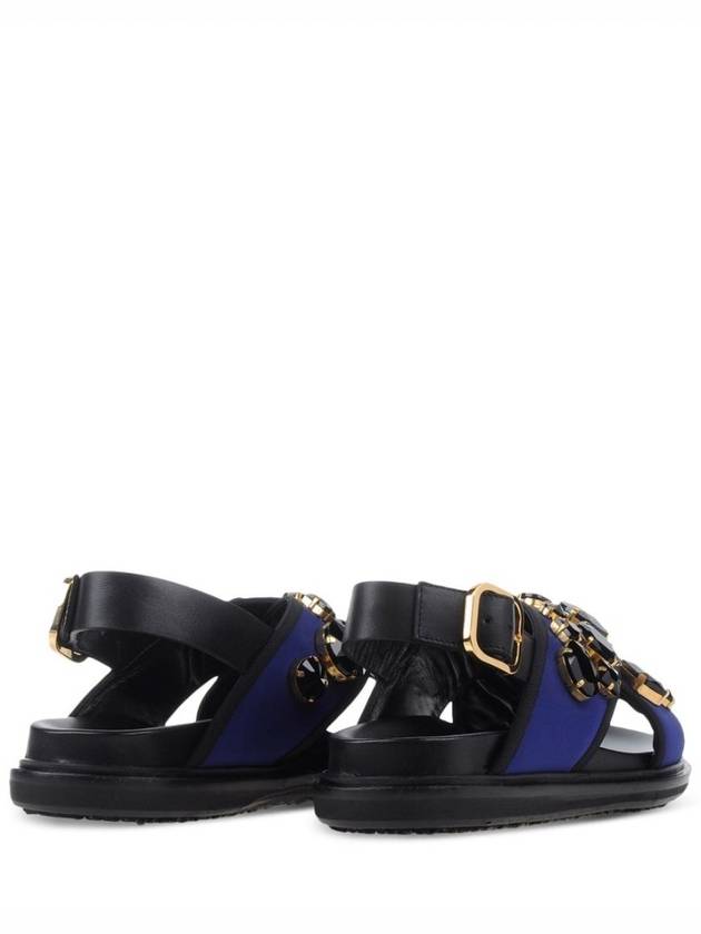 Blue Techno Jewel Detail Cross Women's Sandals Slippers - MARNI - BALAAN 5