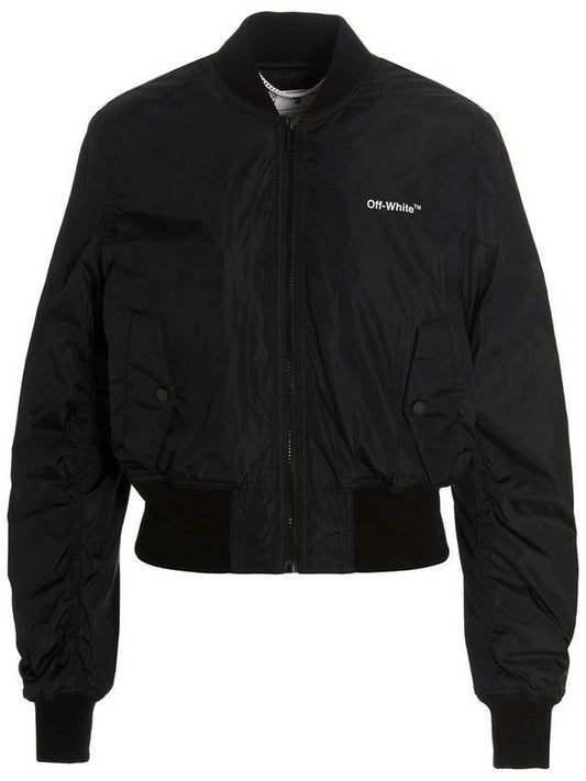 women's diagonal bomber jacket black - OFF WHITE - BALAAN.