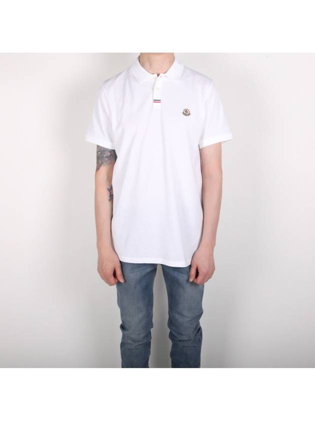 Logo Patch Short Sleeve Polo Shirt White - MONCLER - BALAAN 2