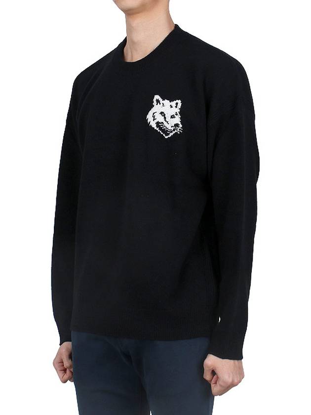 Intarsia Fox Head Comfort Knit Top Black - MAISON KITSUNE - BALAAN 4