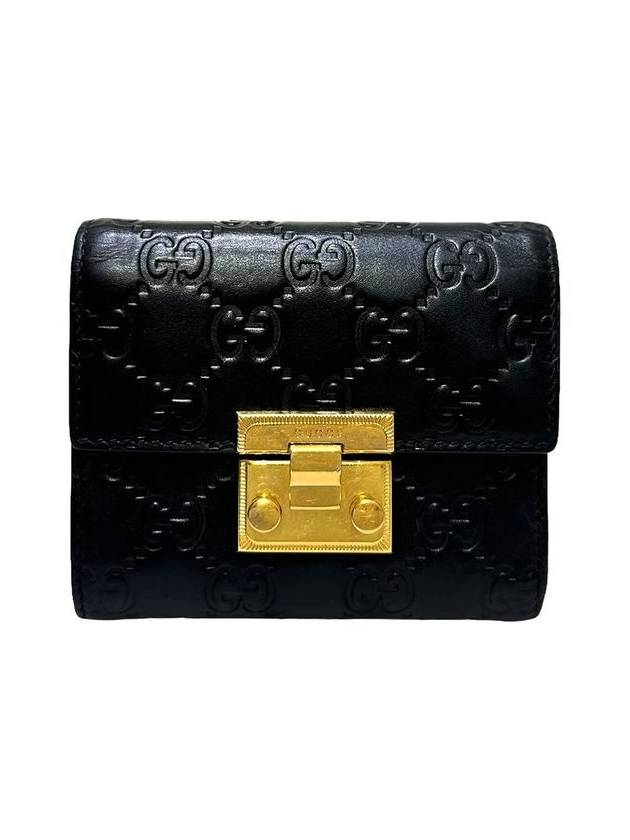 Women s 453155 Black Leather GG Cima Padlock Bicycle Wallet - GUCCI - BALAAN 1