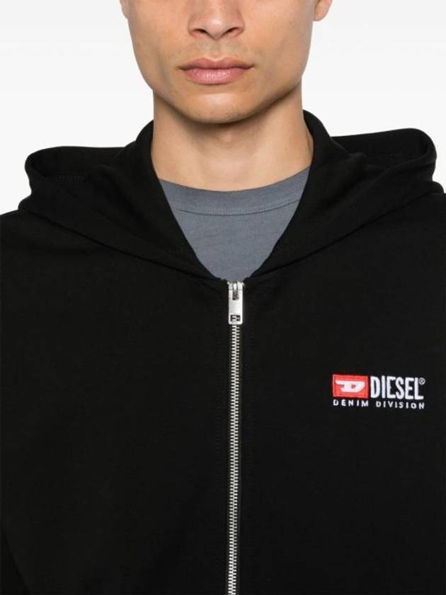 S Boxt Logo Embroidery Zip Up Hoodie Black - DIESEL - BALAAN 5