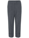 Crop Wool Blended Straight Pants Black - CALLAITE - BALAAN 9