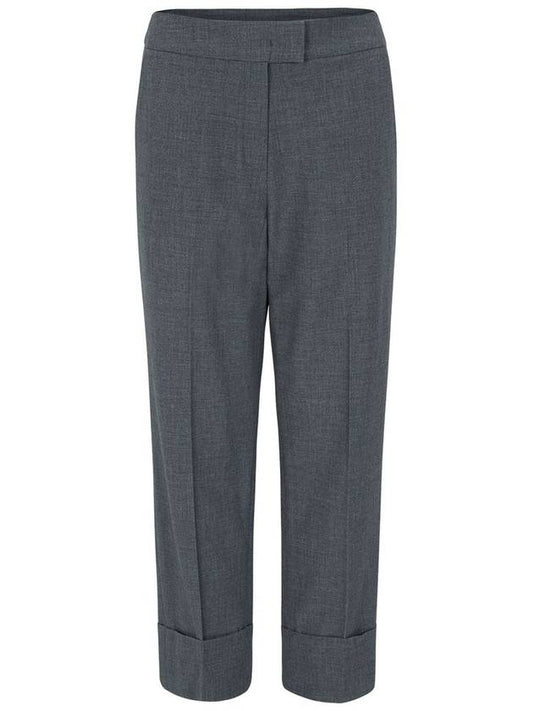 Crop Wool Blended Straight Pants Gray - CALLAITE - BALAAN 2