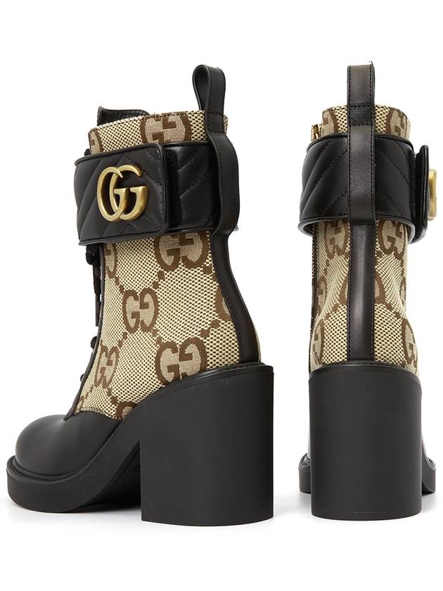 Women's Double G Canvas Middle Boots Camel - GUCCI - BALAAN 7