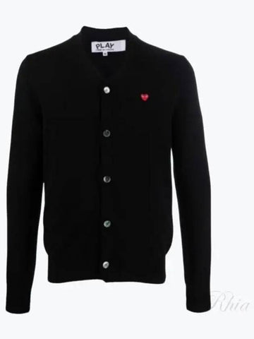 P1N080 1 Play Small Red Heart Wappen Wool Men s Cardigan - COMME DES GARCONS - BALAAN 1