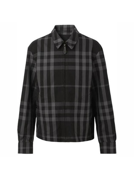 Reversible Check Cotton Harrington Jacket Gray - BURBERRY - BALAAN 1