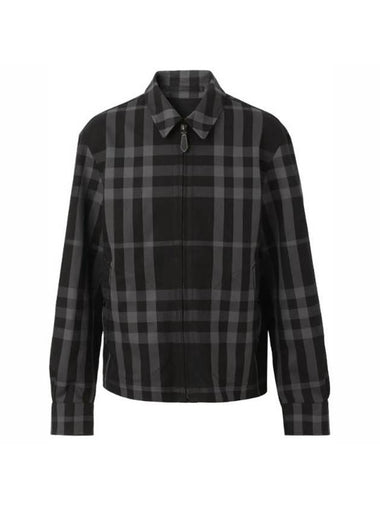 Check Reversible Harrington Jacket Mid Grey - BURBERRY - BALAAN 1