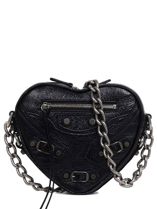 Le Cagolet Heart Cross Mini Bag Black - BALENCIAGA - BALAAN 2