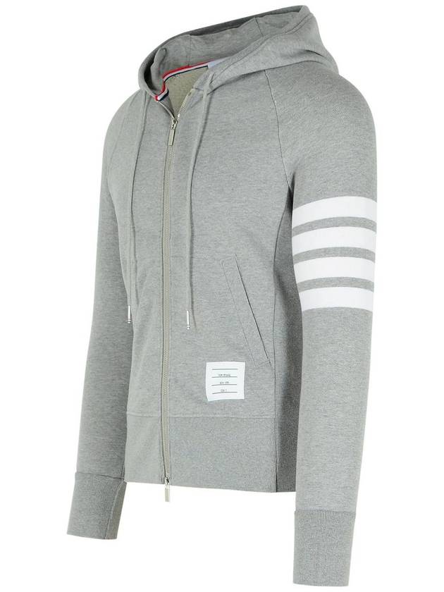 Engineered 4 Bar Diagonal Zip Up Hoodie Light Grey - THOM BROWNE - BALAAN 3