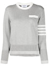 4 Bar Stripe Cotton Sweatshirt Grey - THOM BROWNE - BALAAN 3