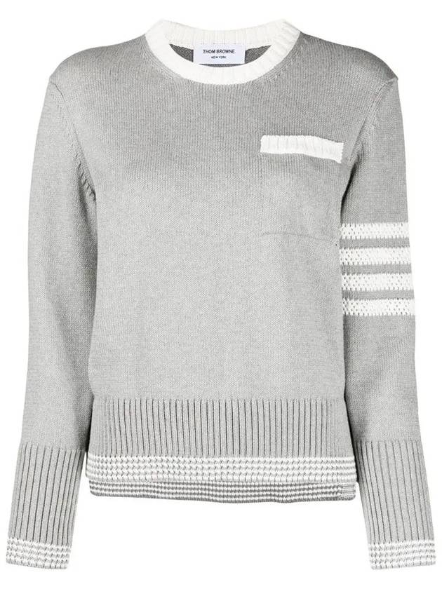 4 Bar Stripe Cotton Sweatshirt Grey - THOM BROWNE - BALAAN 3